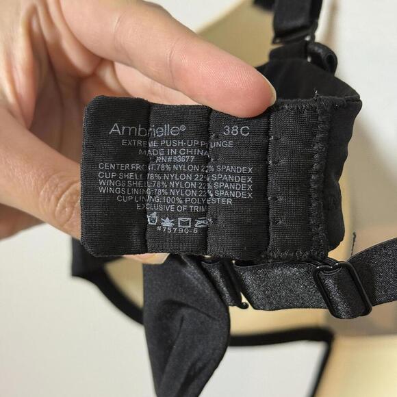 Ambrielle Extreme Push-Up Plunge Bra Black Nude 38C - Picture 4 of 5